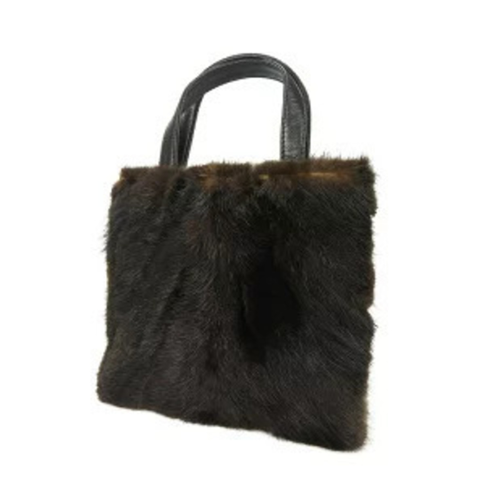 Loewe Black Fur Dark Handbag Leather Brown